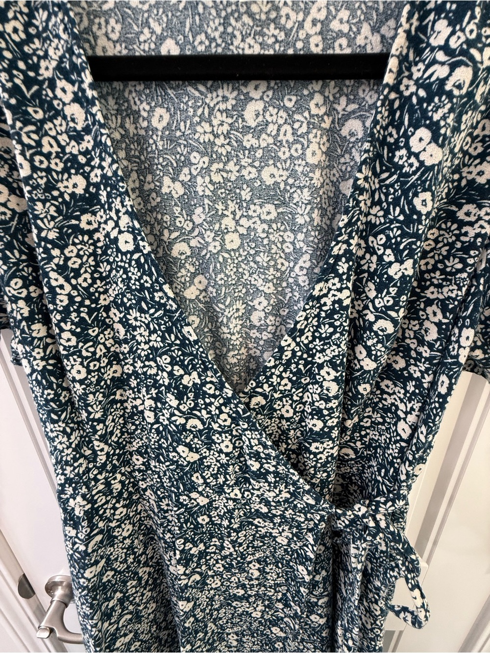 Pact Organic Cotton Cafe Crepe Wrap Dress Floral Earth Friendly Midi Length Sz M - Picture 7 of 12